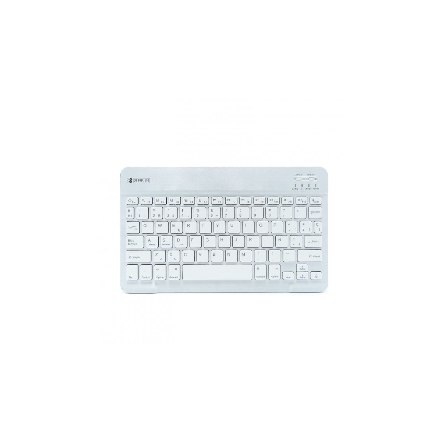 Teclado compacto inalámbrico por bluetooth subblim smart/ plata