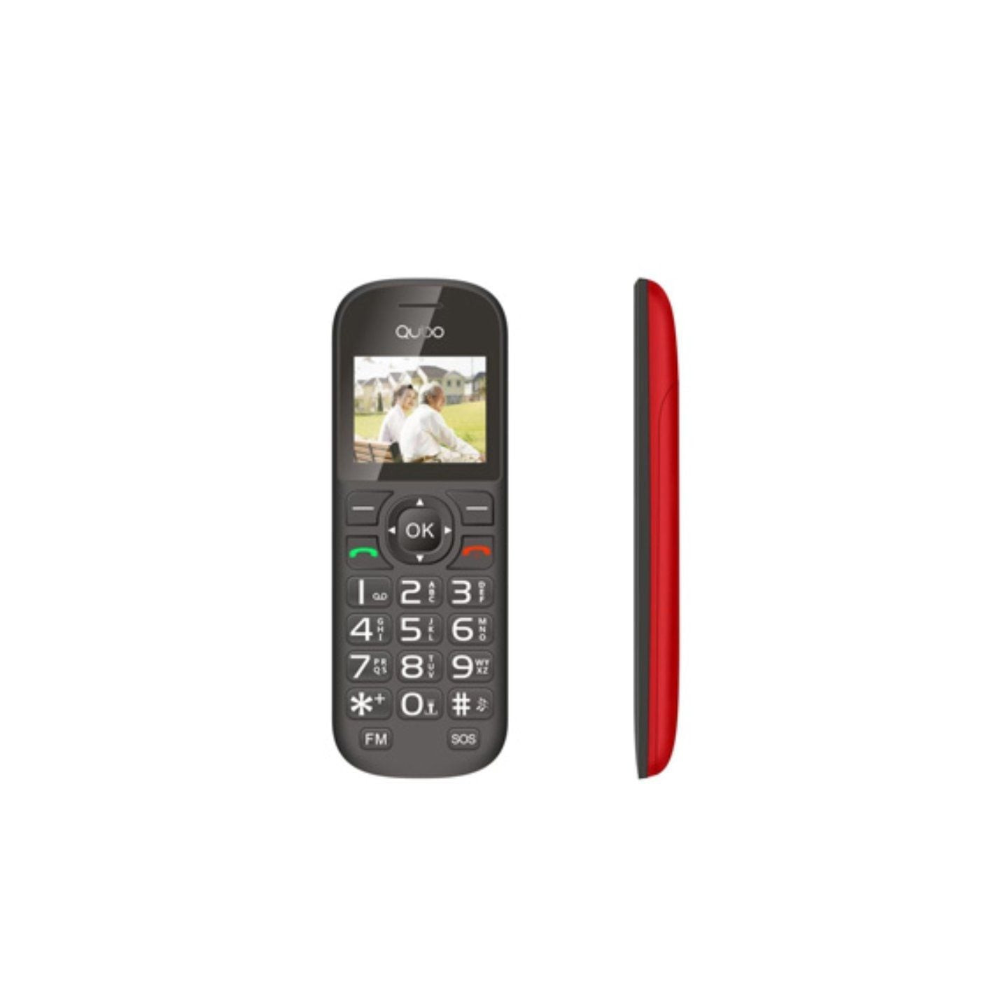 Teléfono móvil qubo d-1803 para personas mayores/ rojo