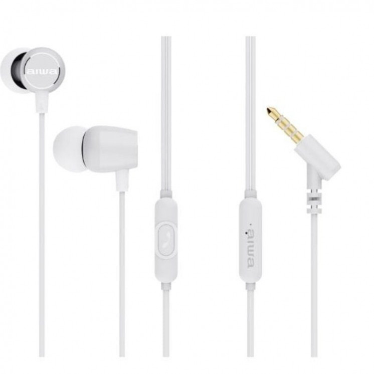 Auriculares intrauditivos aiwa estm-30wt/ con micrófono/ jack 3.5/ blancos