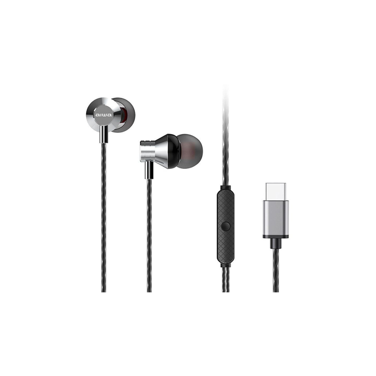 Auriculares intrauditivos aiwa estm-50usb-c/sl/ con micrófono/ usb tipo-c/ plateados