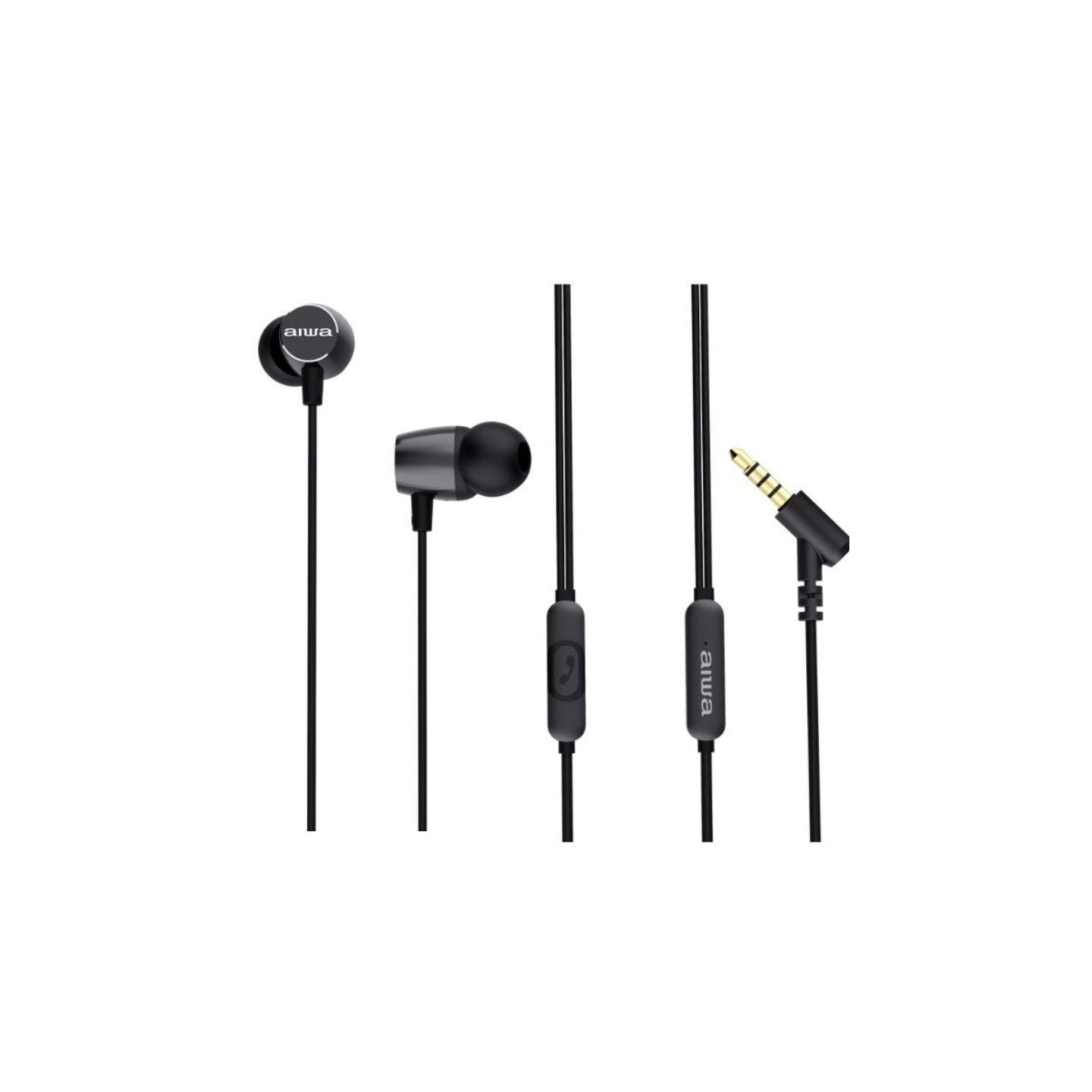 Auriculares intrauditivos aiwa estm-30bk/ con micrófono/ jack 3.5/ negro