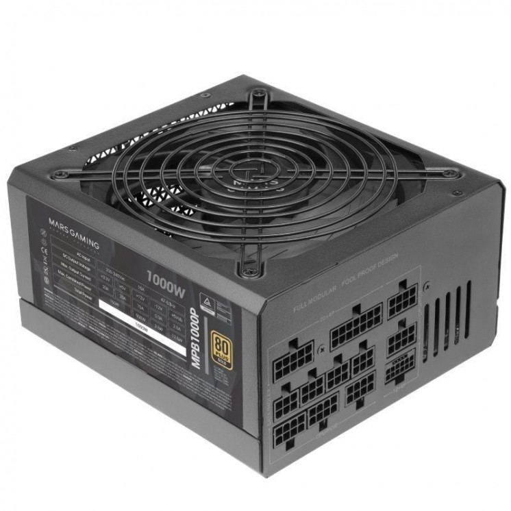 Fuente de alimentación mars gaming mpb1000p/ 1000w/ ventilador 14cm/ 80 plus gold