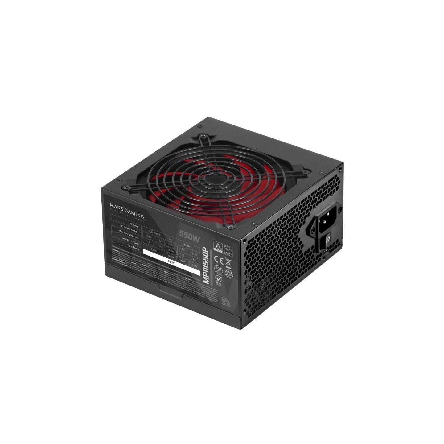 Fuente de alimentación mars gaming mpiii550p/ 550w/ ventilador 12cm