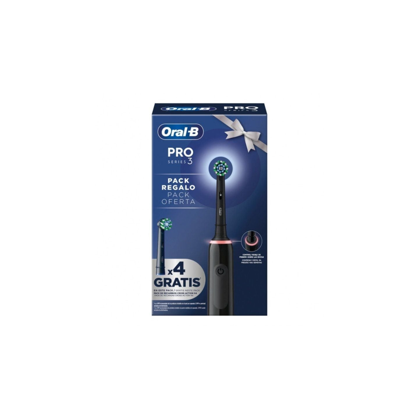 Cepillo dental braun oral-b series pro 3 3000/ incluye 4 recambios/ negro