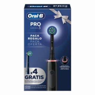 Cepillo dental braun oral-b series pro 3 3000/ incluye 4 recambios/ negro