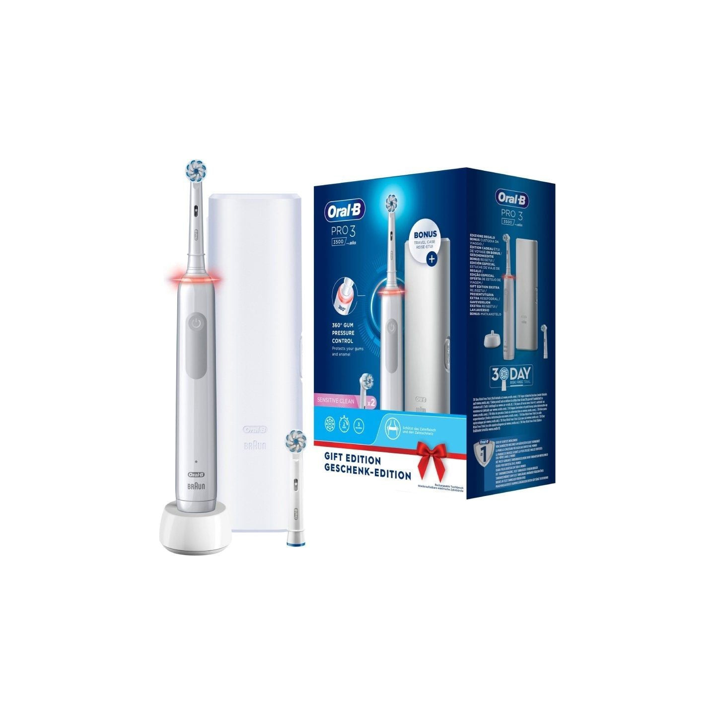 Cepillo dental braun oral-b vitality pro 3 3500/ incluye 2 recambios/ blanco