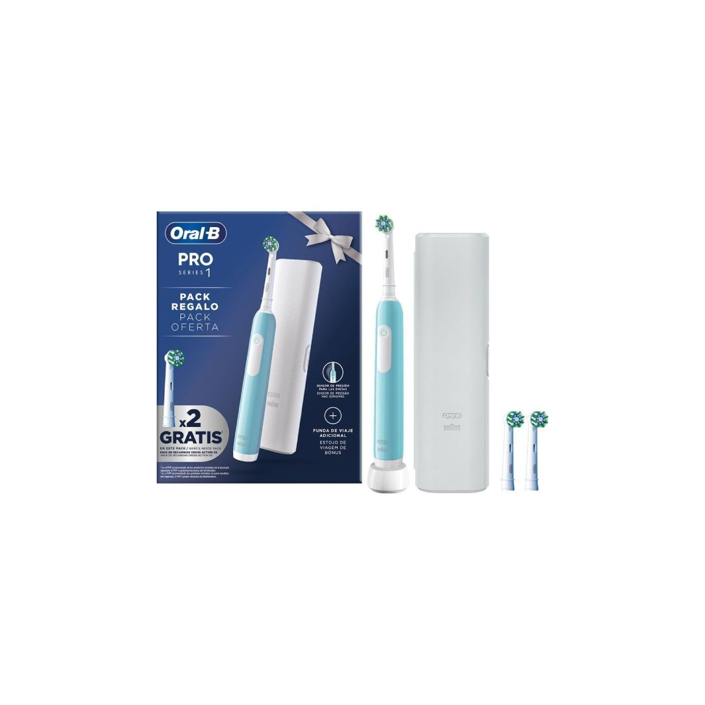 Cepillo dental braun oral-b pro series 1/ incluye 2 cabezales/ azul