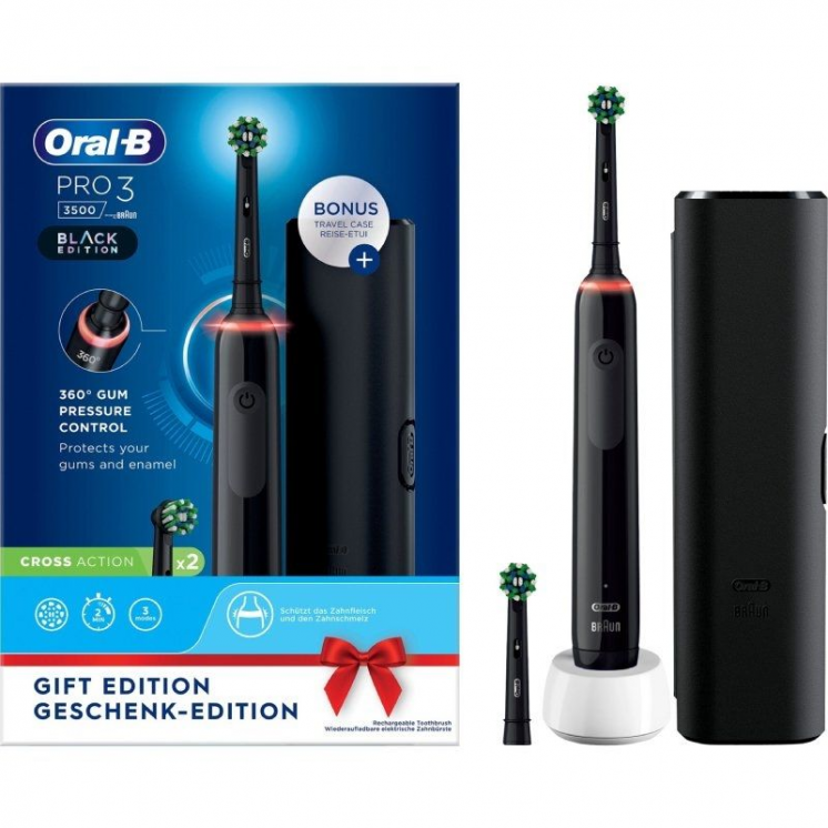 Cepillo dental braun oral-b vitality pro 3 3500/ incluye 2 recambios/ negro