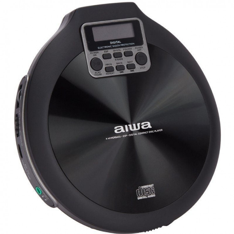 Reproductor de cd/cdr/mp3 aiwa walk pcd-810bk/ negra y gris