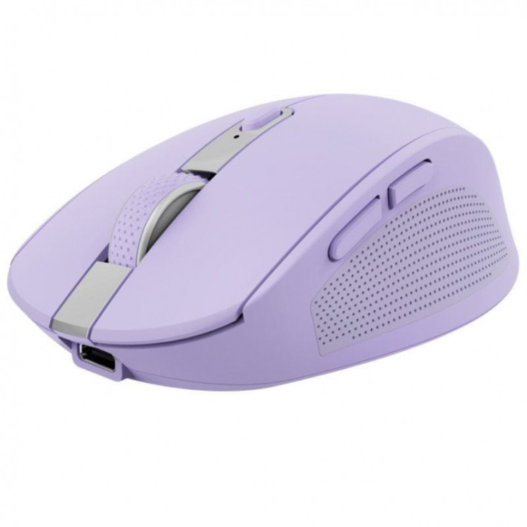 Ratón inalámbrico por bluetooth trust ozaa compact wireless/ batería recargable/ hasta 3200 dpi/ morado