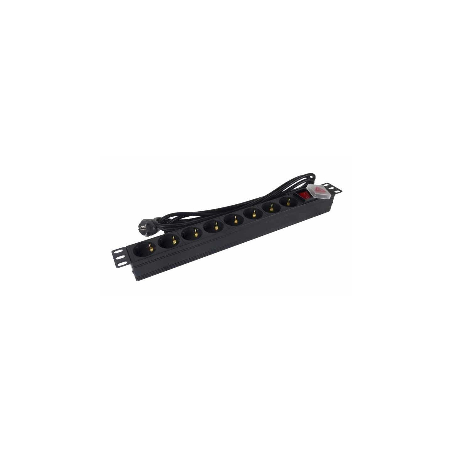 Regleta con interruptor phasak bns 1520/ 8 tomas de corriente/ cable 3m/ negro