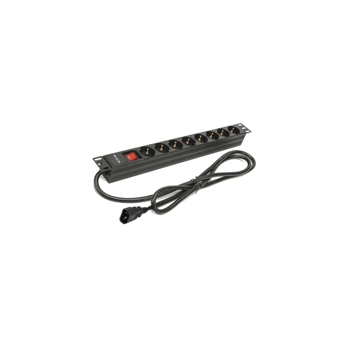 Regleta con interruptor phasak bns 3535/ 8 tomas de corriente/ cable 2m/ negro