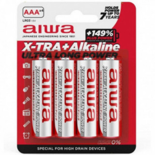 Pack de 4 pilas aaa aiwa x-tra+alcaline lr03/ 1.5v/ alcalinas