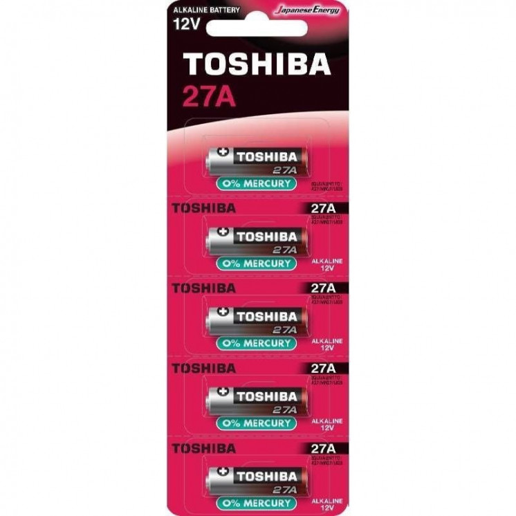 Pack de 5 pilas 12v toshiba 27a/ 12v/ alcalinas