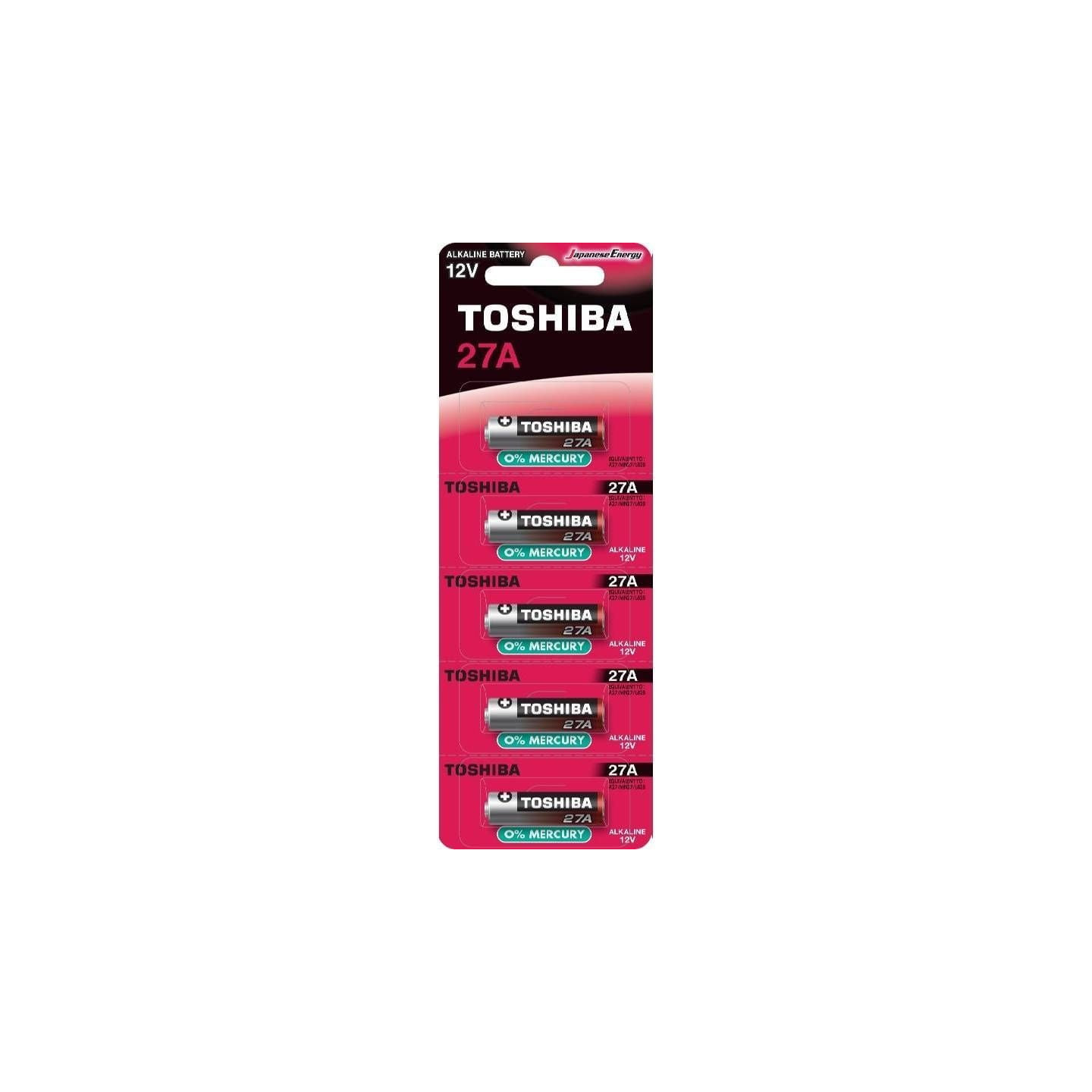 Pack de 5 pilas 12v toshiba 27a/ 12v/ alcalinas