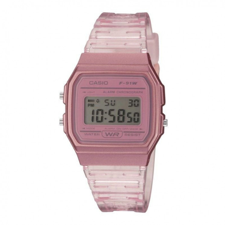 Reloj digital casio collection women f-91ws-4ef/ 38mm/ rosa