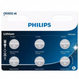 Pack de 6 pilas de botón philips cr2032/ 3v