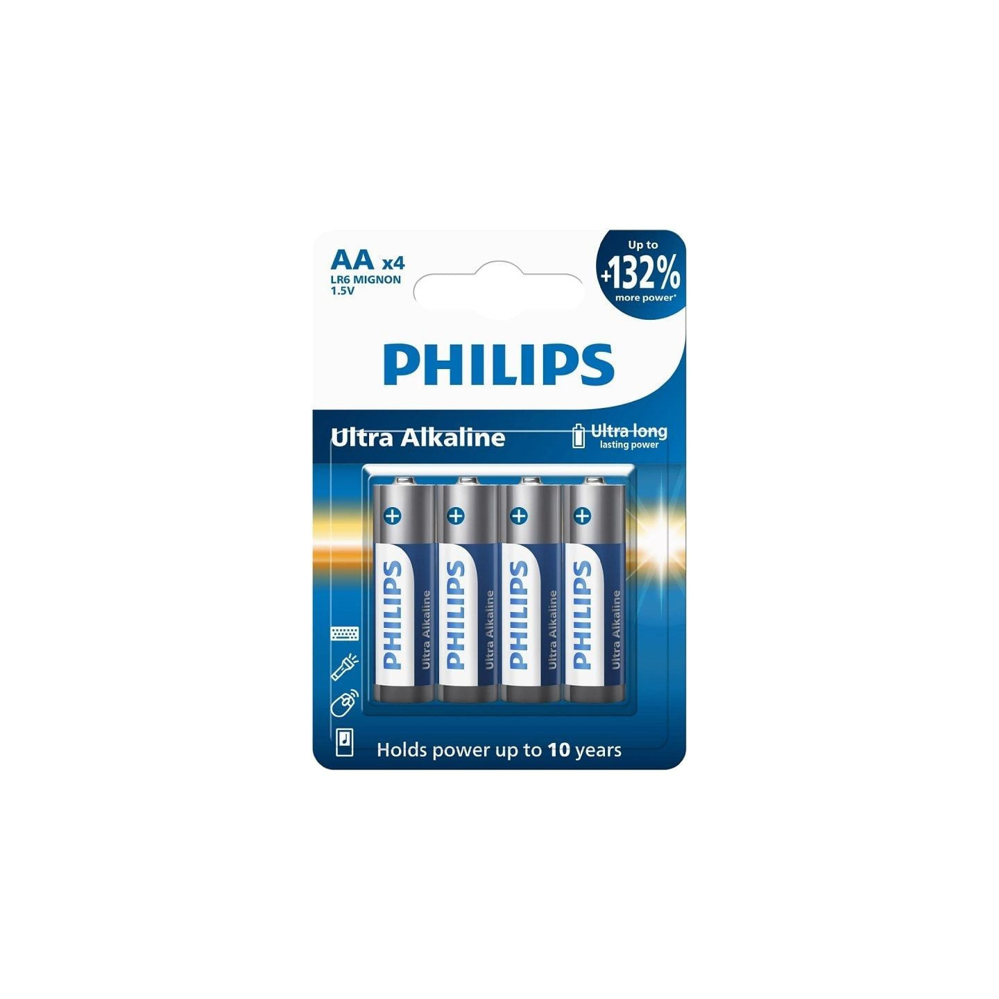 Pack de 4 pilas aa philips lr6e4b/10/ 1.5v/ alcalina