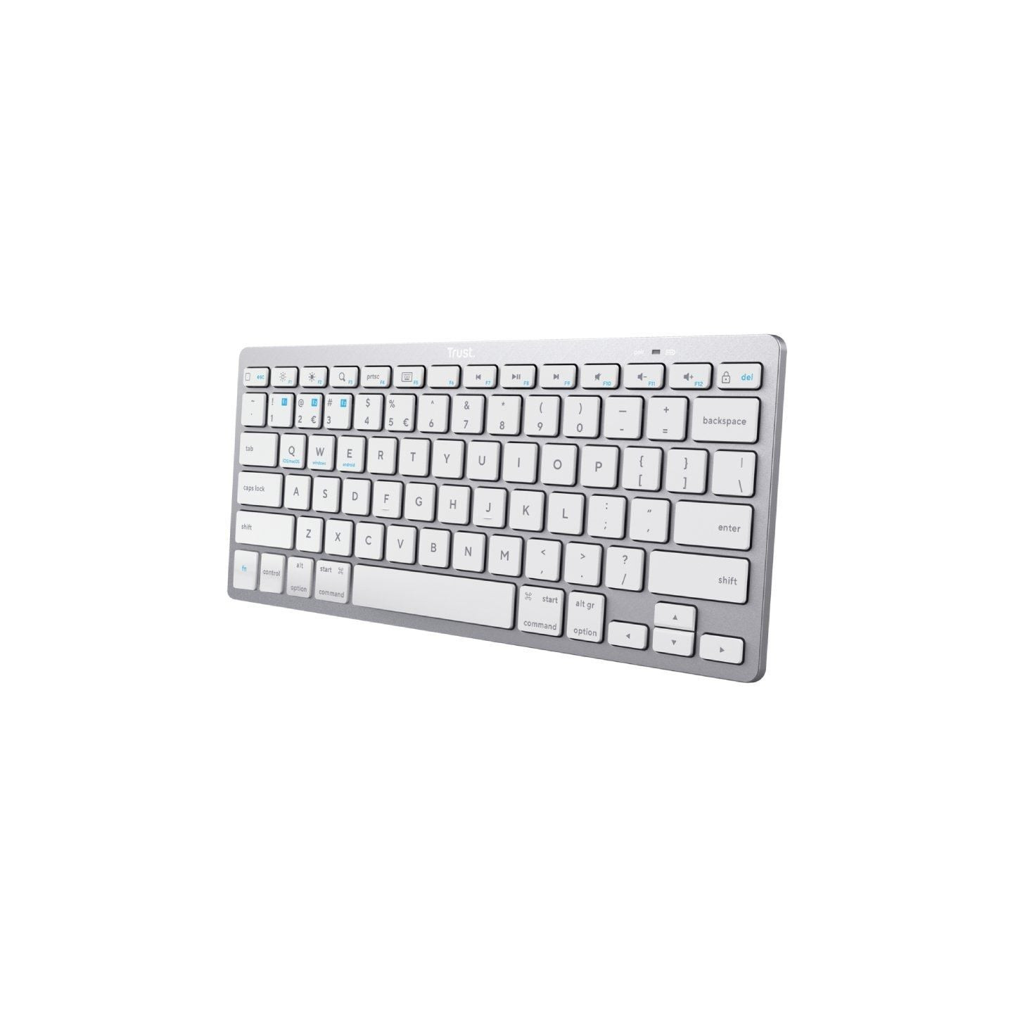 Teclado compacto inalámbrico por bluetooth trust 24654/ plata