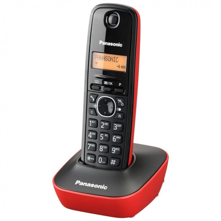 Teléfono inalámbrico panasonic kx-tg1611/ negro y rojo