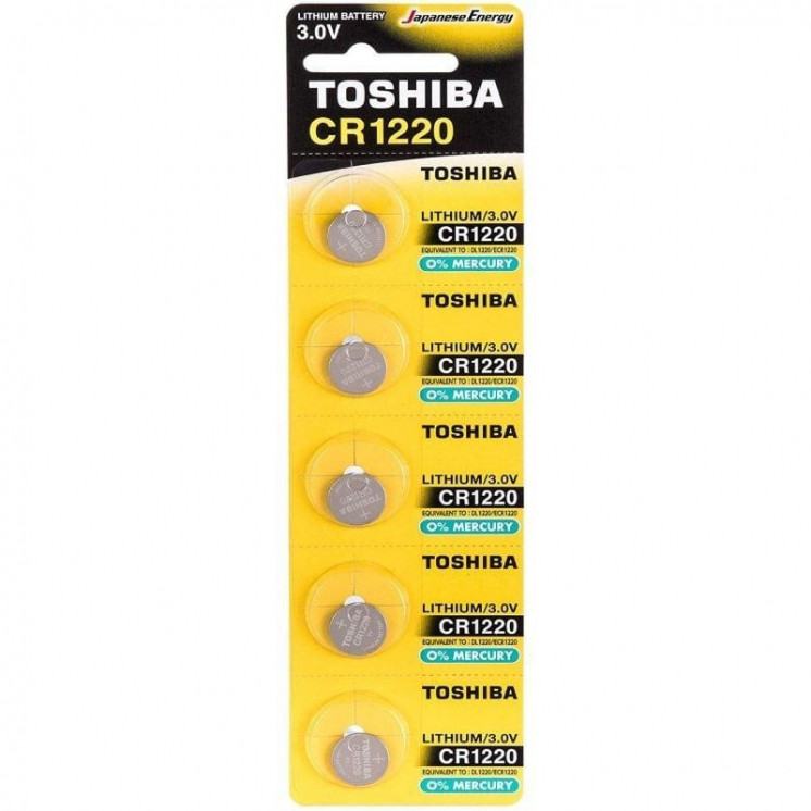 Pack de 5 pilas de botón toshiba cr1220/ 3v