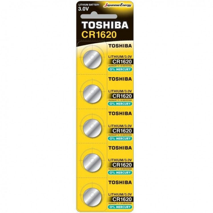 Pack de 5 pilas de botón toshiba cr1620/ 3v