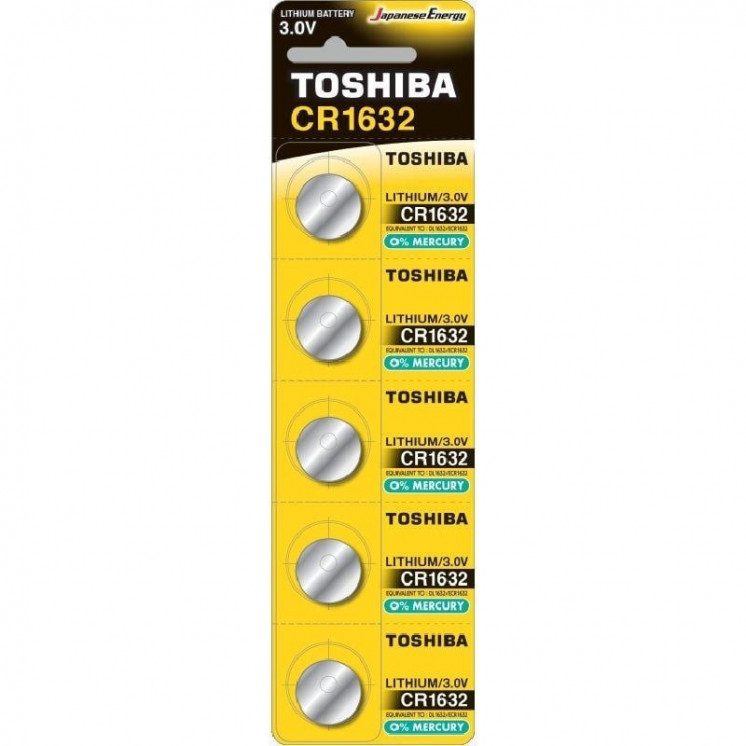 Pack de 5 pilas de botón toshiba cr1632/ 3v