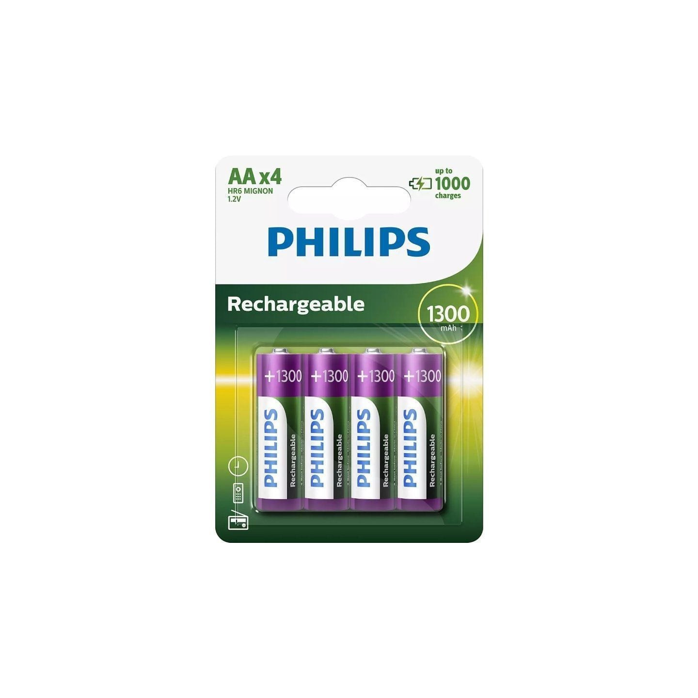 Pack de 4 pilas aa philips r6b4a130/10/ 1.2v/ recargables