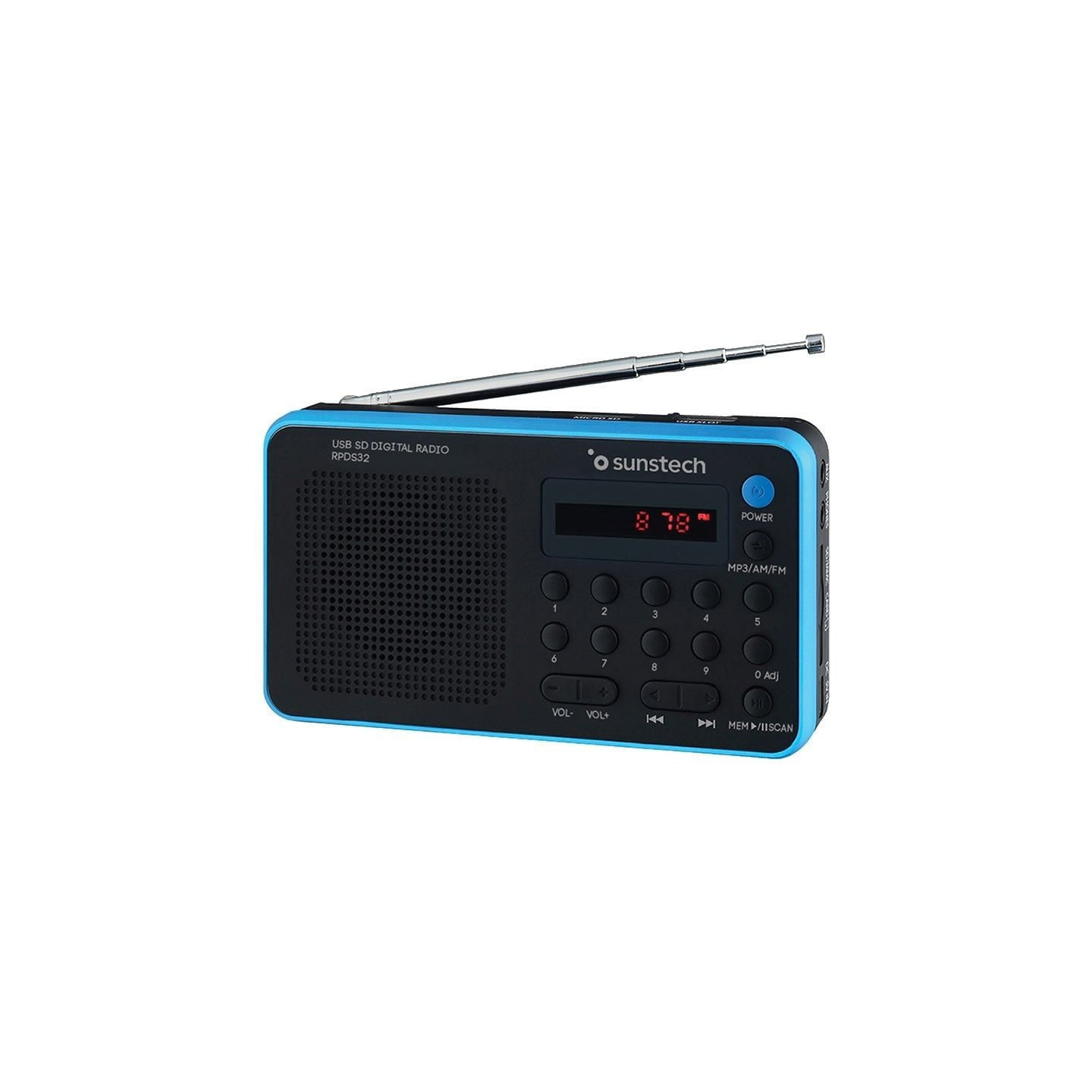 Radio portátil sunstech rpds32bl/ negra y azul