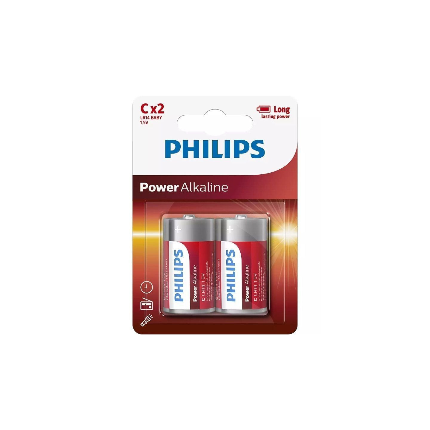 Pack de 2 pilas c philips lr14p2b/10/ 1.5v/ alcalinas