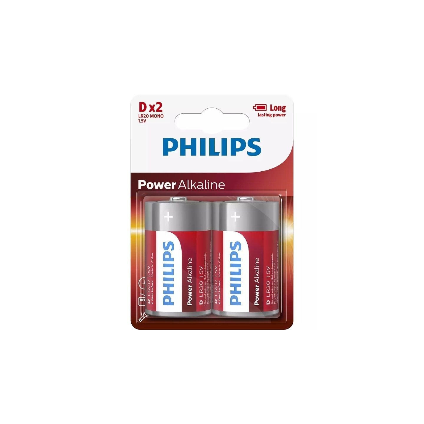 Pack de 2 pilas d philips lr20p2b/10/ 1.5v/ alcalinas