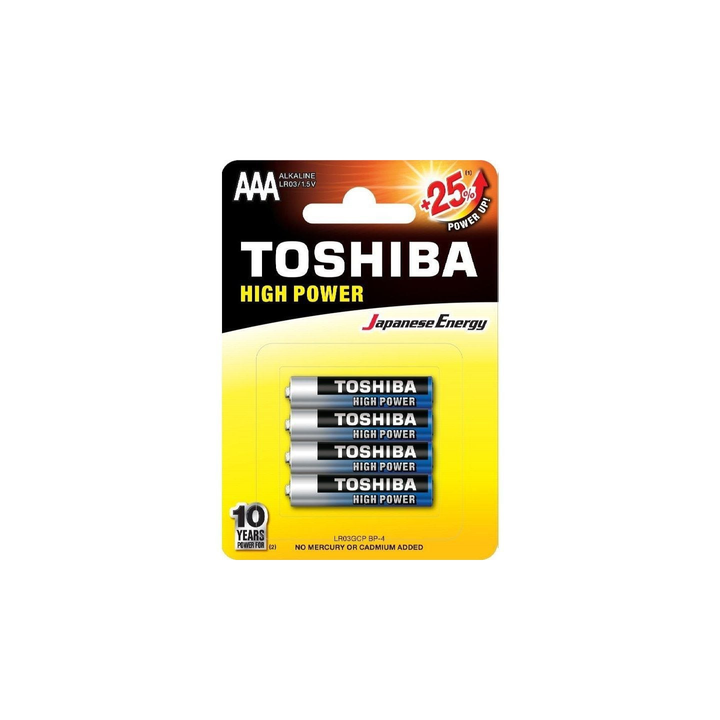 Pack de 4 pilas aaa toshiba high power lr03/ 1.5v/ alcalinas