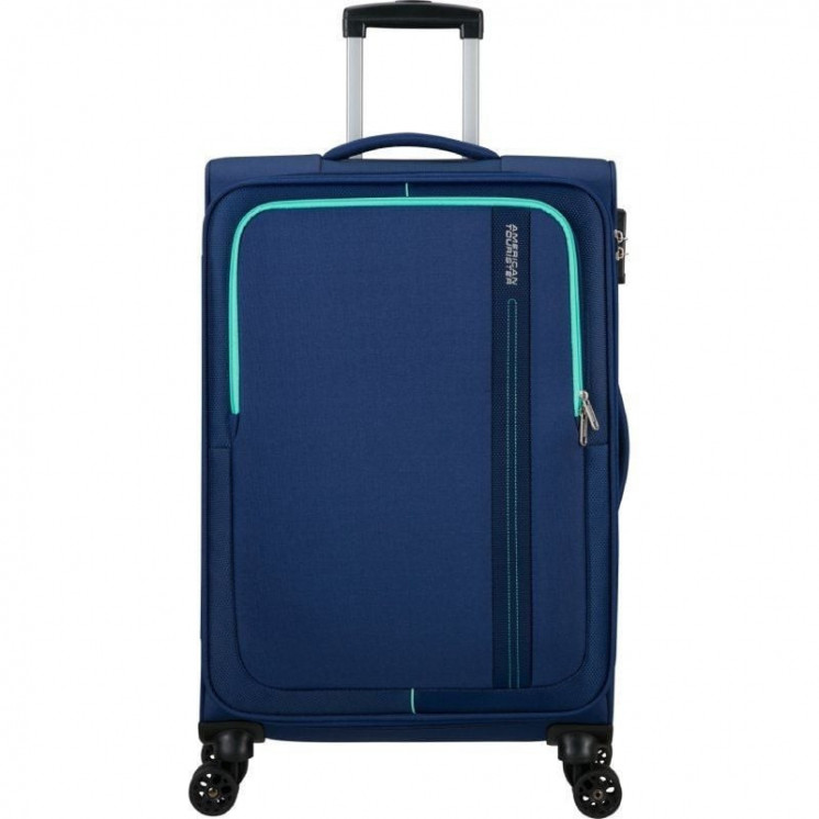 Maleta de cabina american tourister sea seeker spinner 68cm/ 68x43x25cm/ 4 ruedas/ marino combate