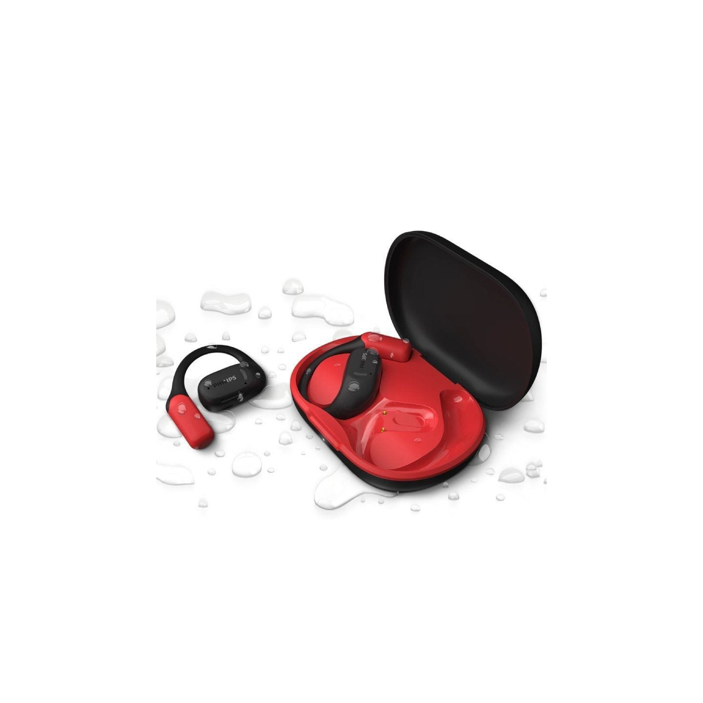 Auriculares deportivos bluetooth philips taa6709bk con estuche de carga/ autonomía 7h/ negros y rojos