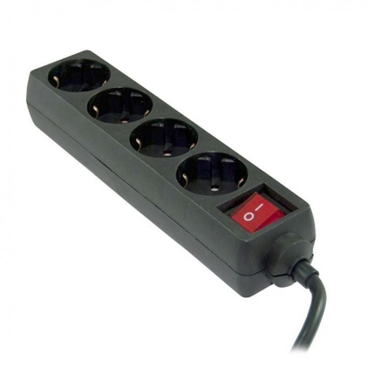 Regleta con interruptor 3go reg4/ 4 tomas de corriente/ cable 1.7m/ negra