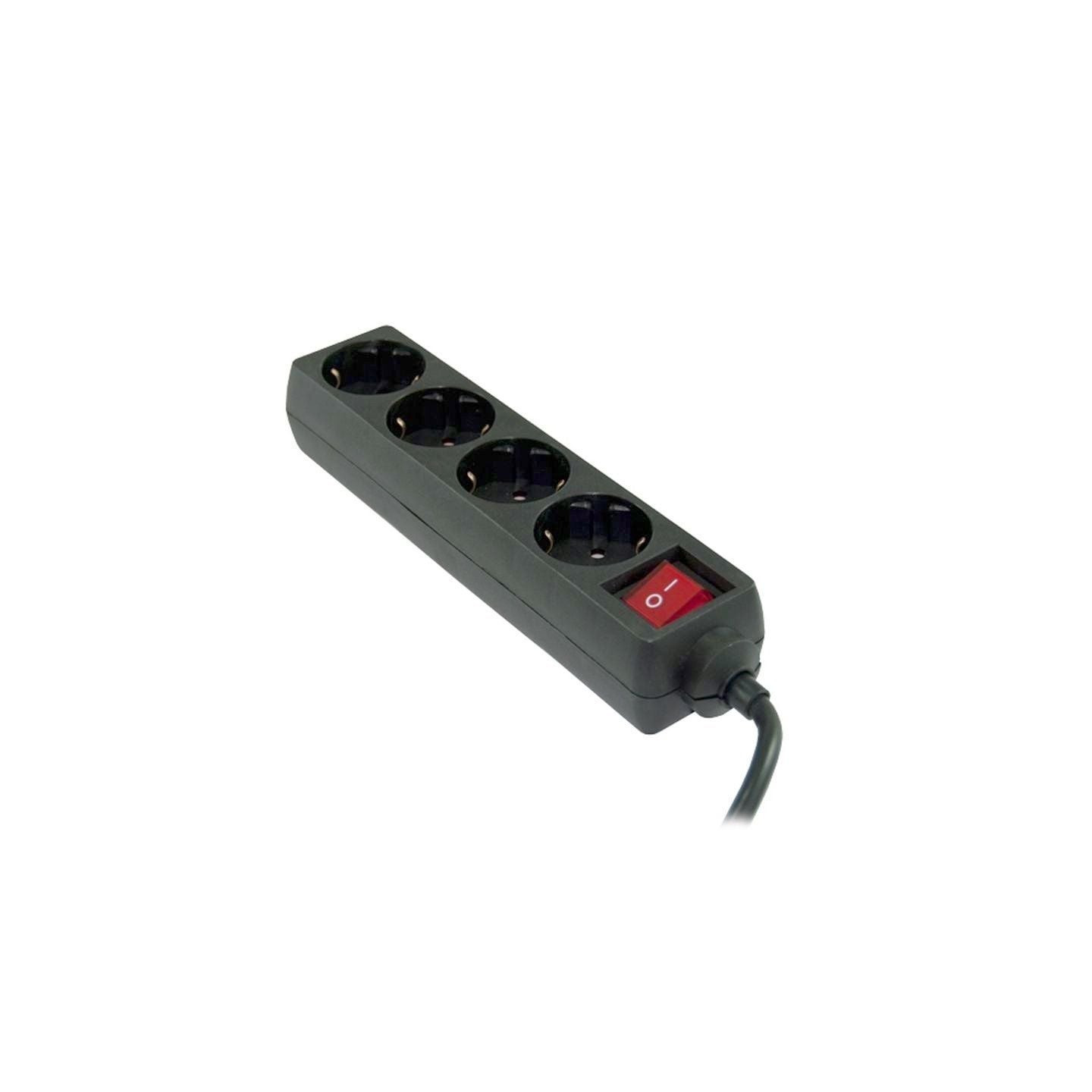 Regleta con interruptor 3go reg4/ 4 tomas de corriente/ cable 1.7m/ negra