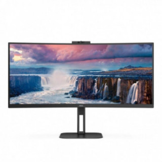 Monitor profesional curvo ultrapanorámico aoc cu34v5cw/bk 34'/ uwqhd/ multimedia/ regulable en altura/ negro