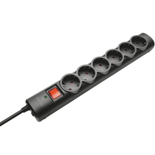 Regleta con interruptor trust 21059/ 6 tomas de corriente/ cable 1.8m/ negra