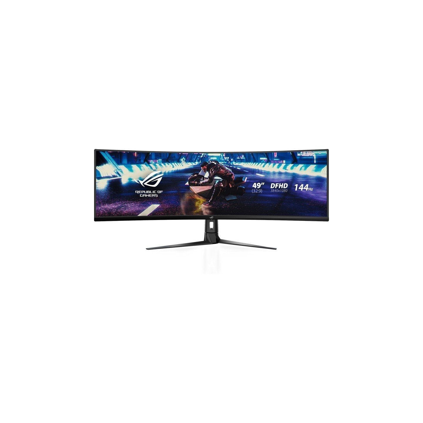 Monitor gaming ultrapanorámico curvo asus rog strix xg49vq 49'/ dual fhd/ 4ms/ 144hz/ va/ multimedia/ negro