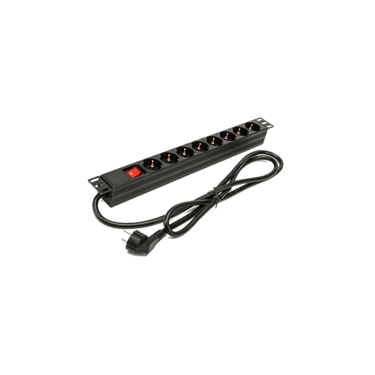 Regleta con interruptor phasak bns 1518/ 8 tomas de corriente/ cable 1.5m/ negro