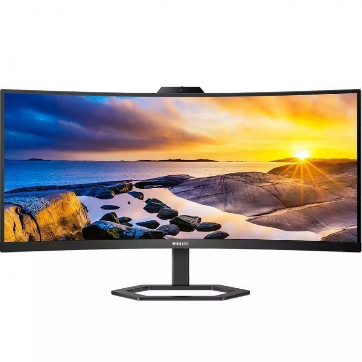 Monitor profesional ultrapanorámico curvo philips 34e1c5600he 34'/ wqhd/ webcam/ multimedia/ regulable en altura/ negro