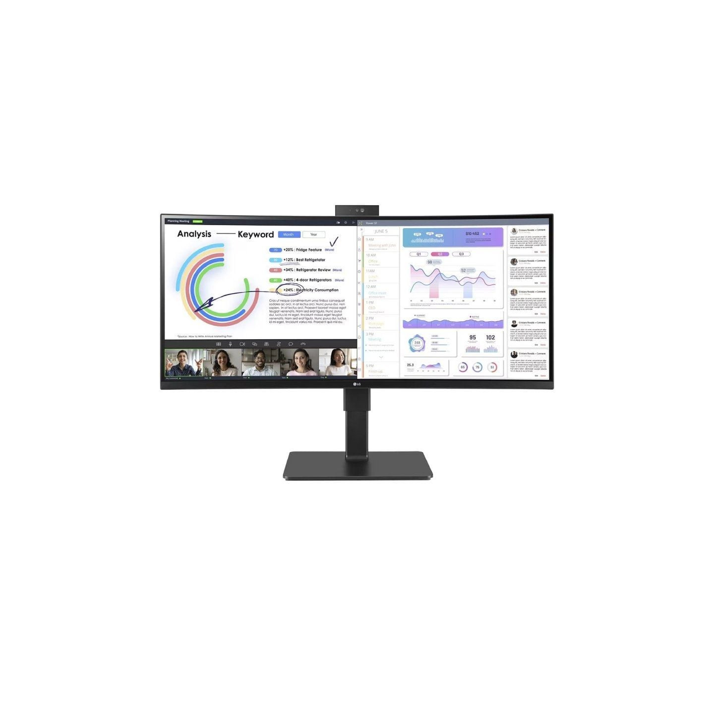 Monitor profesional ultrapanorámico curvo lg 34bq77qc-b 34'/ wqhd/ webcam/ multimedia/ regulable en altura/ negro