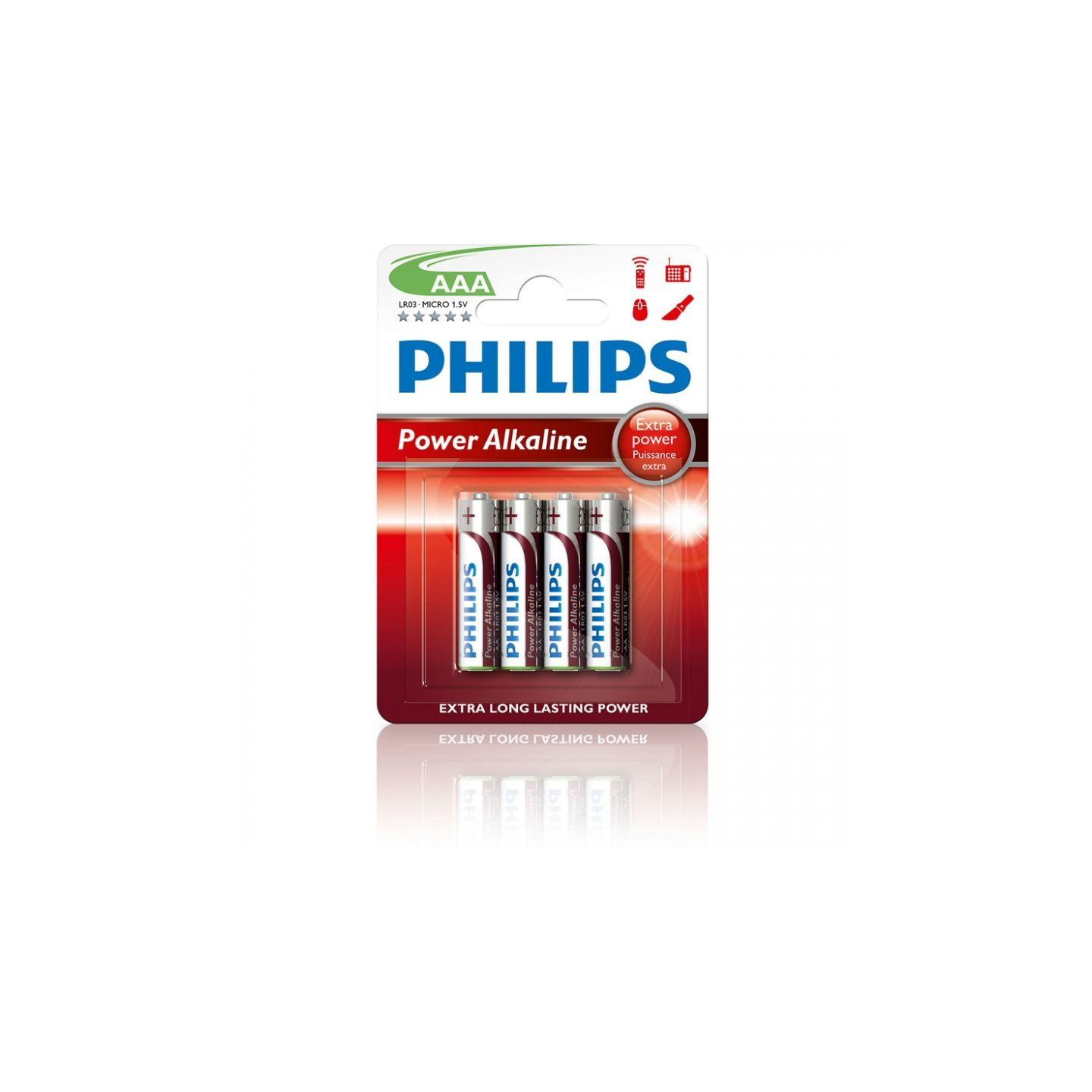 Pack de 4 pilas aaa philips lr03p4b/10/ 1.5v/ alcalinas