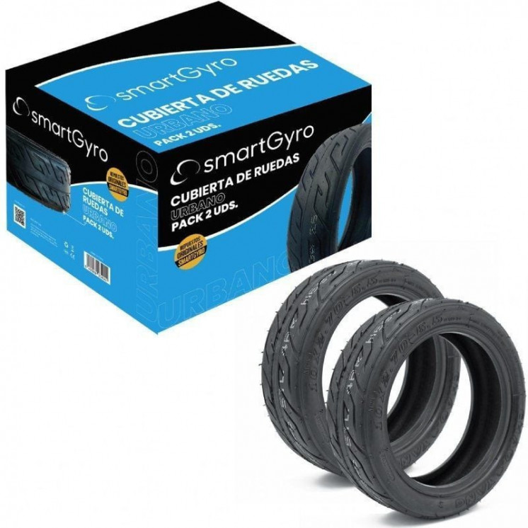 Pack 2 cubiertas para patines smartgyro tubeless sg27-320/ 10 x 2.75 - 6,5 compatible con speedway / rockway y crossover