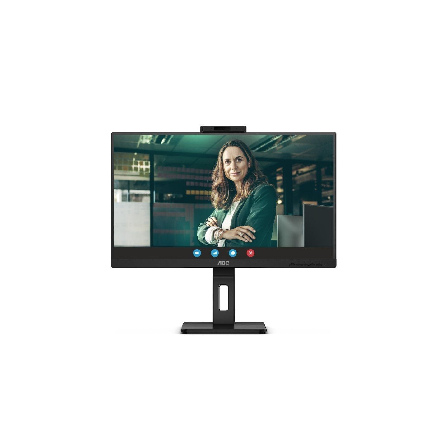 Monitor profesional aoc 24p3cw 23.8'/ full hd/ webcam/ multimedia/ regulable en altura/ negro