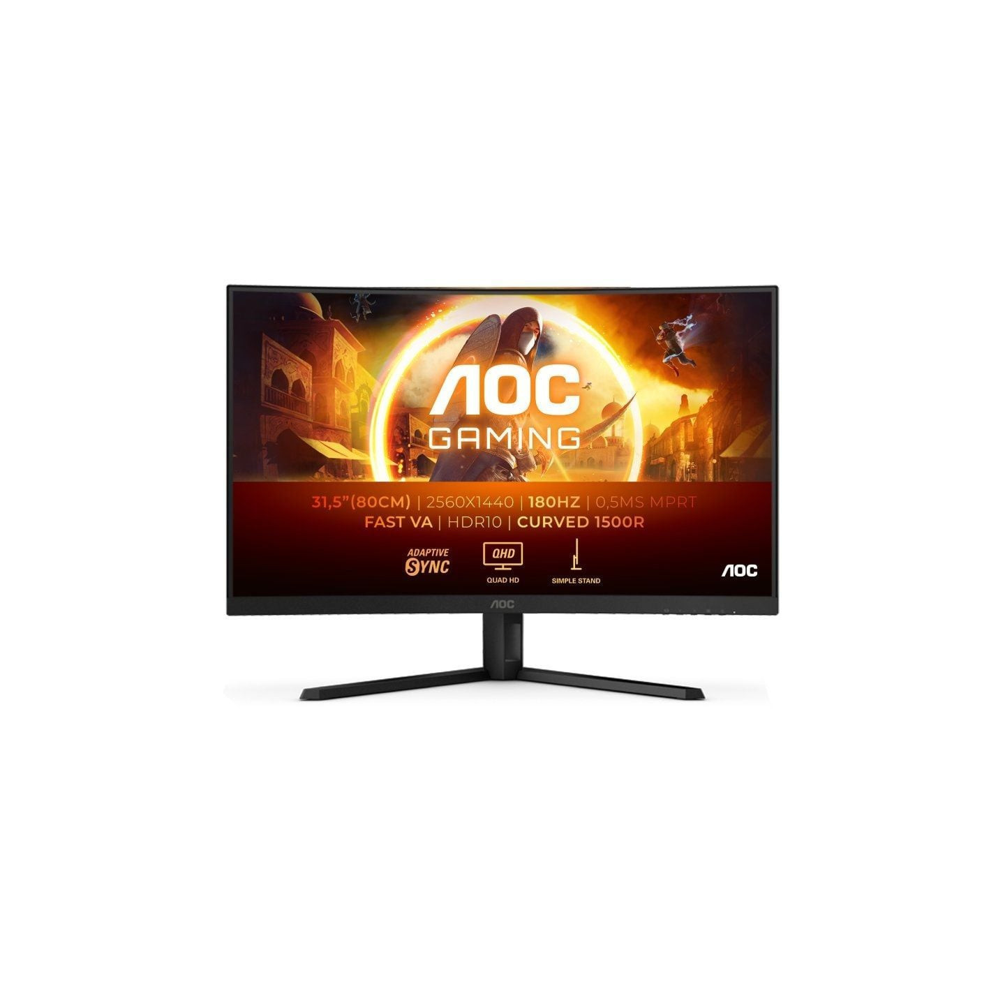 Monitor gaming curvo aoc cq32g4ve 31.5'/ qhd/ 0.5ms/ 180hz/ va/ negro