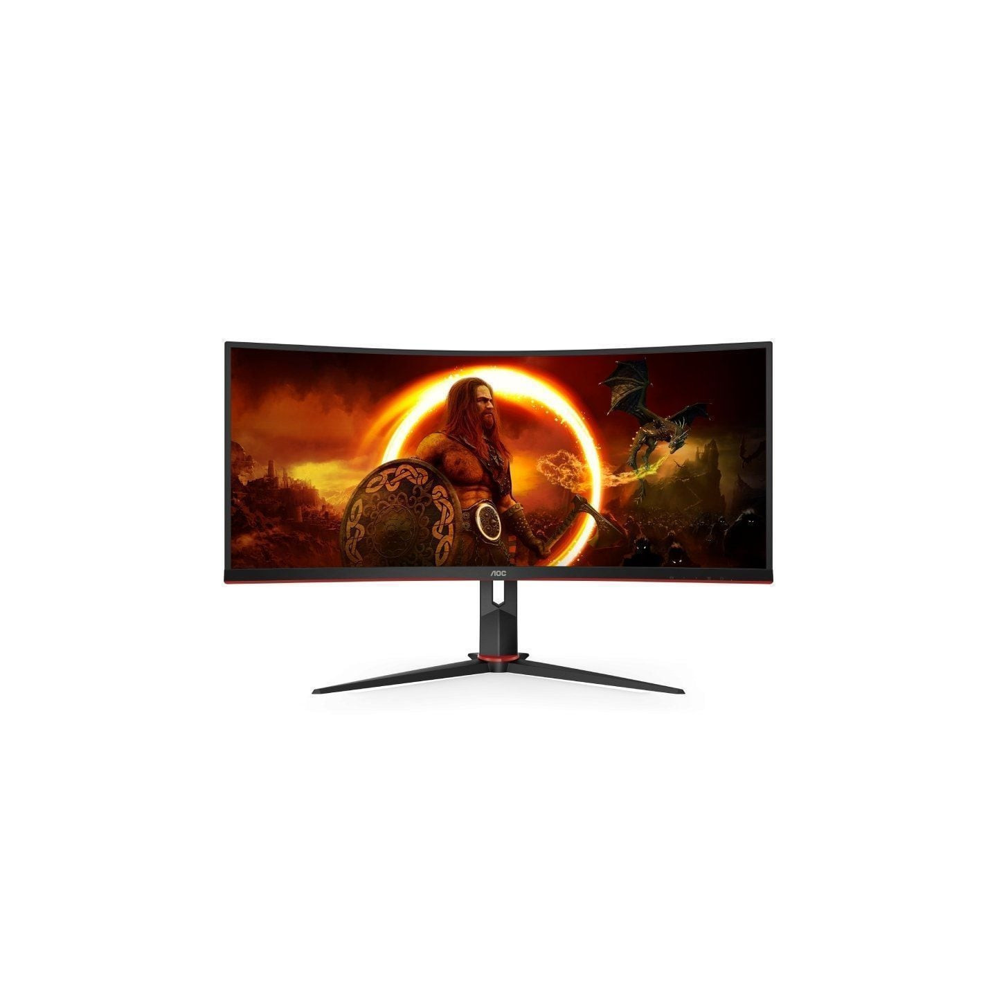 Monitor gaming ultrapanorámico curvo aoc cu34g2x/bk  34'/ wqhd/ 1ms/ 144hz/ va/ negro y rojo