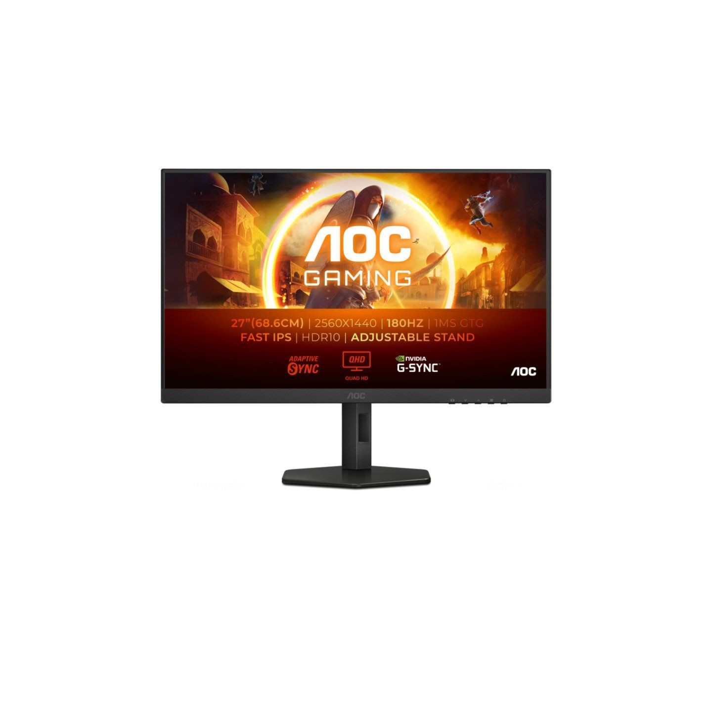 Monitor gaming aoc q27g4xf 27'/ qhd/ 0.5ms/ 180hz/ ips/ regulable en altura/ negro