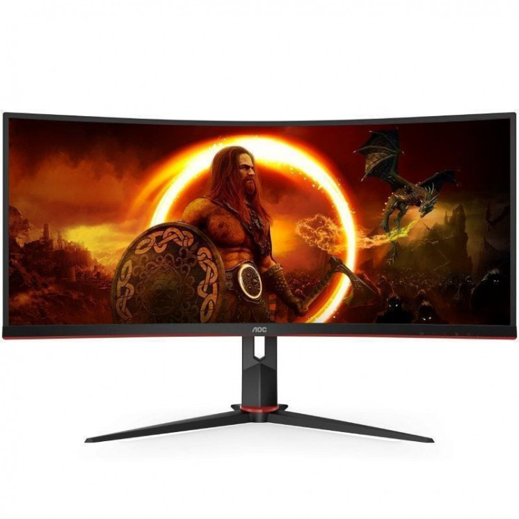 Monitor gaming ultrapanorámico curvo aoc cu34g2x/bk  34'/ wqhd/ 1ms/ 144hz/ va/ negro y rojo