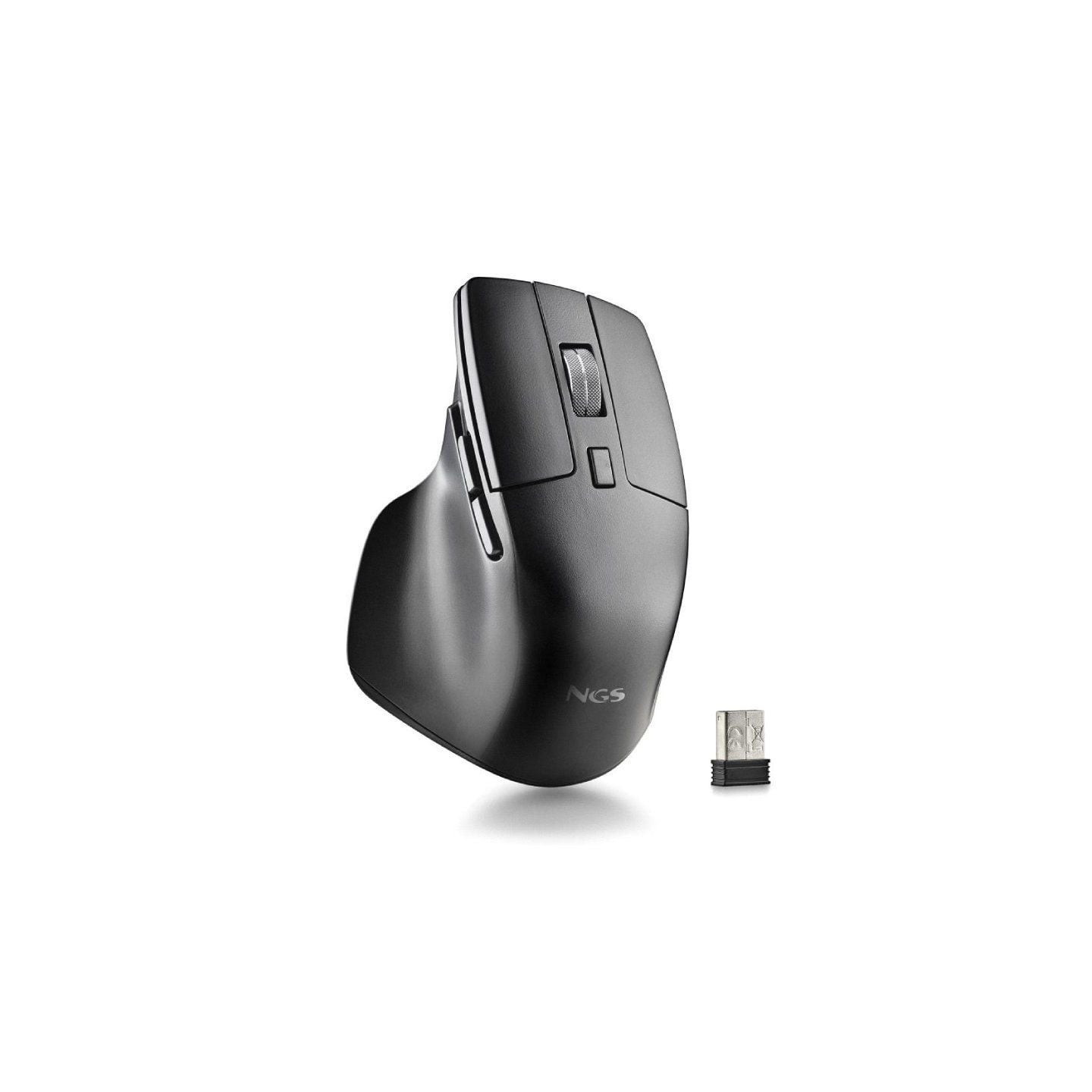 Ratón inalámbrico por bluetooth ngs hit-rb/ batería recargable/ hasta 1600 dpi/ negro